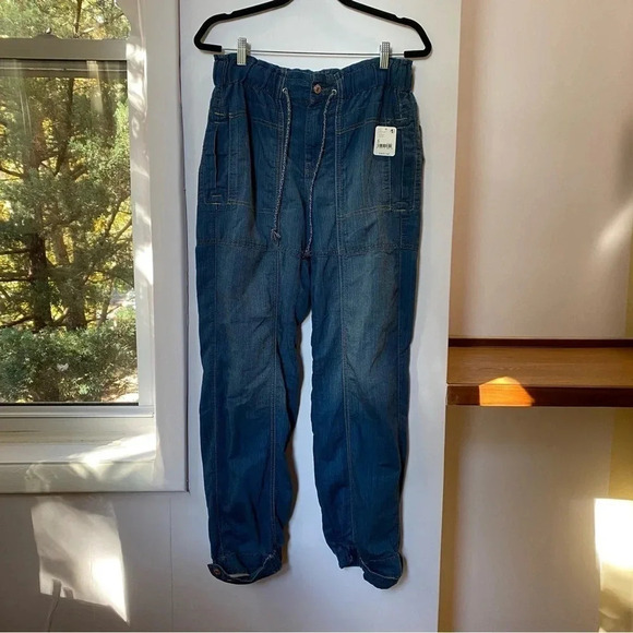 New Free People Pull On Drawstring Jeans XS - Picture 2 of 13